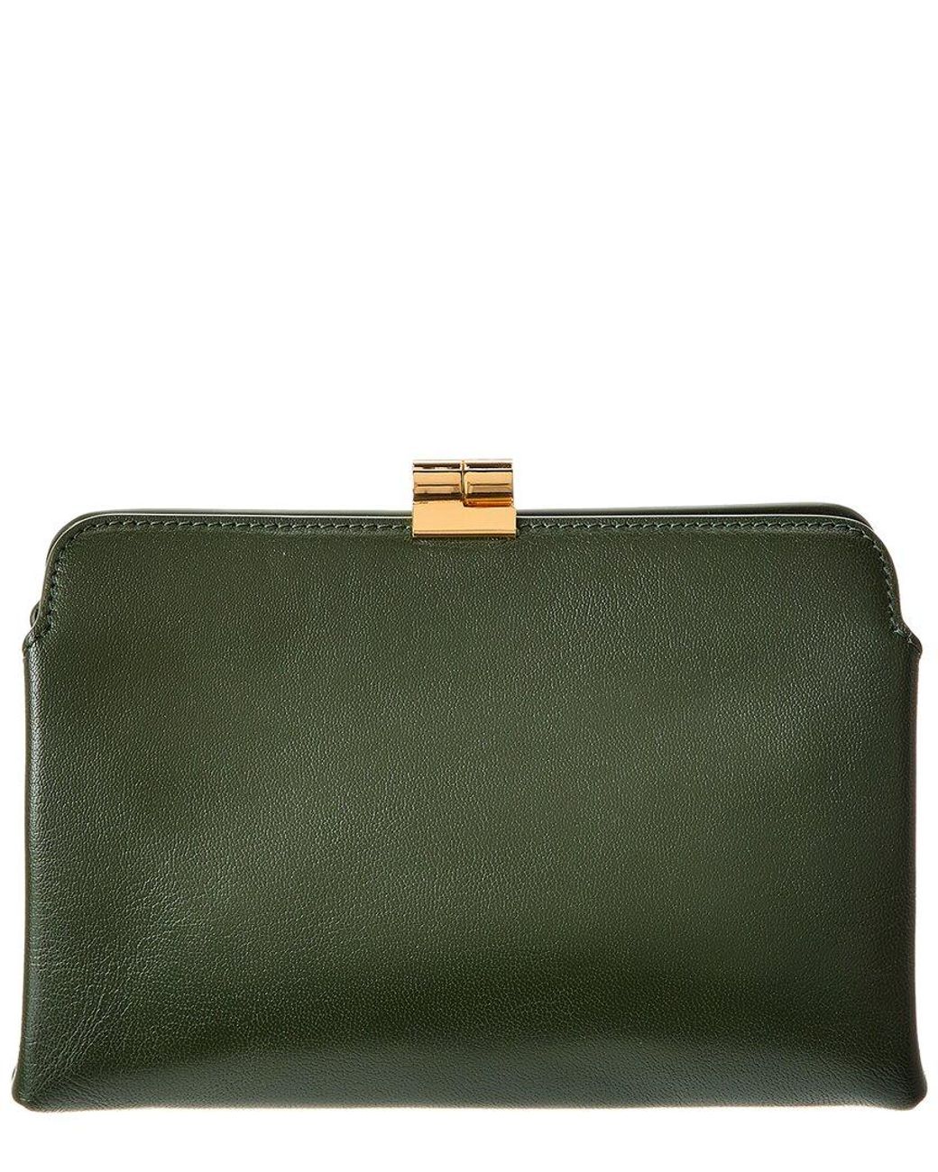The Row Amazon Leather Clutch in Green | Lyst UK