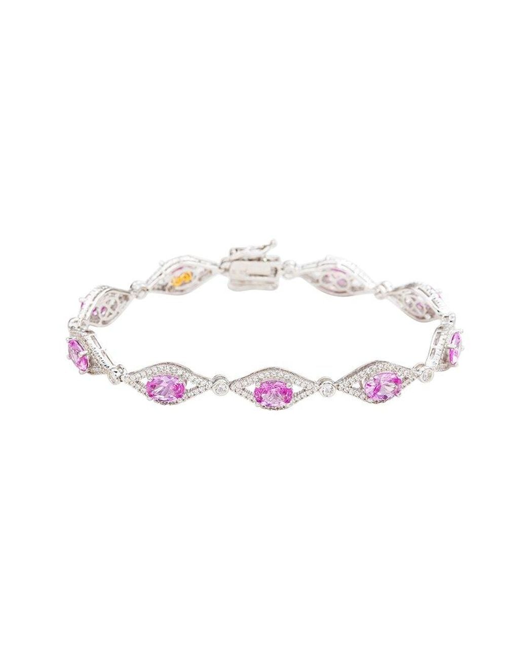 Suzy Levian White Silver 0.02 Ct. Tw. Diamond & Gemstone Bracelet