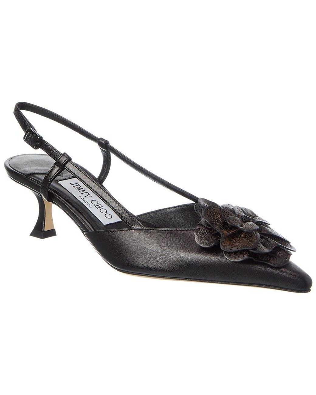 Jimmy Choo Black Mimmi 50 Leather Slingback Pump