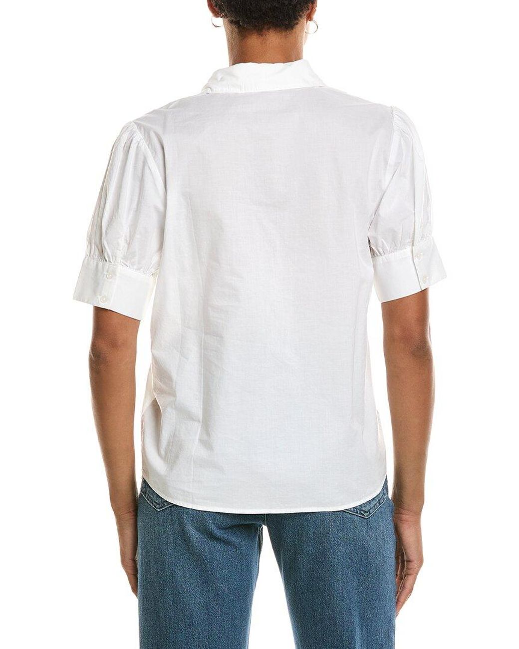 7 For All Mankind White Puff Button Shirt