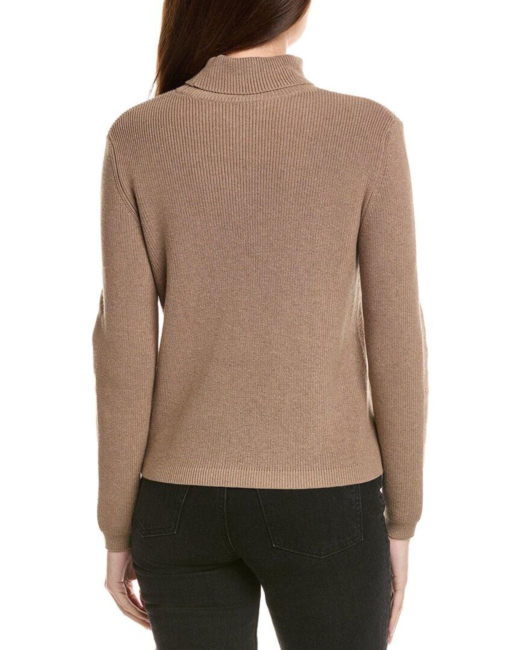 Hannah Rose Gray Shaker Turtleneck Cashmere-Blend Sweater