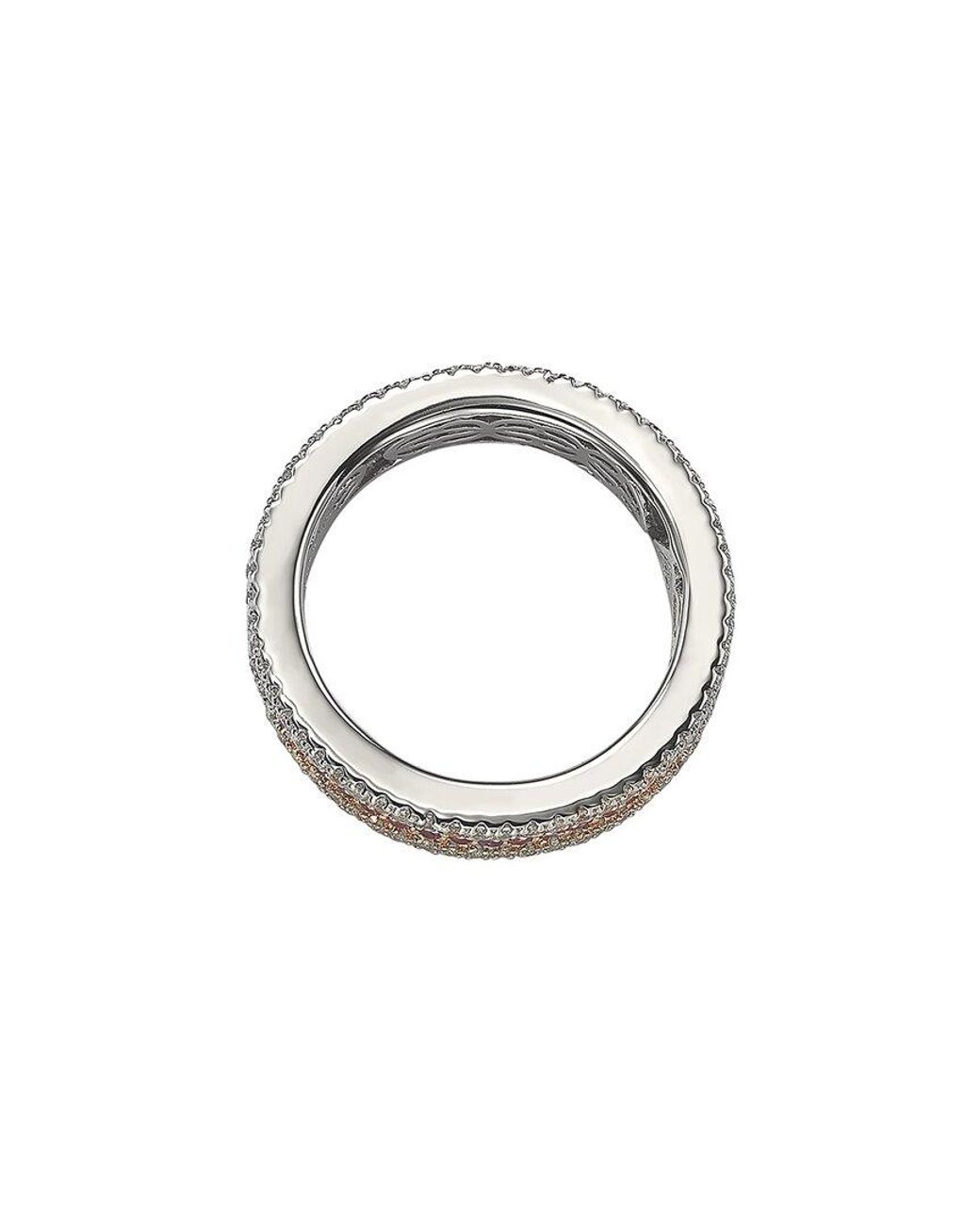 Suzy Levian White Silver 0.02 Ct. Tw. Diamond & Sapphire Eternity Ring