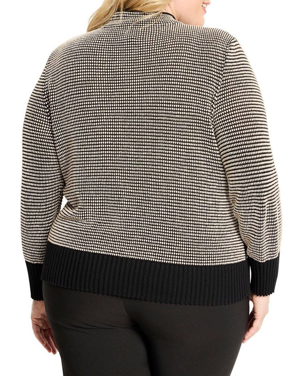 NIC+ZOE Gray Plus Funnel Neck Pixel Knit Sweater