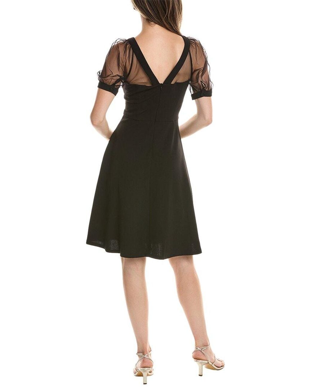 Maggy London Black Illusion Yoke A-Line Dress