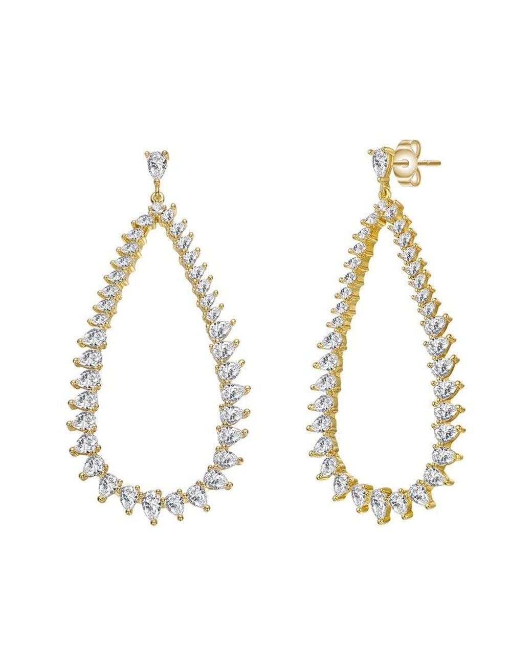 Rachel Glauber Metallic 14k Plated Cz Statement Earrings