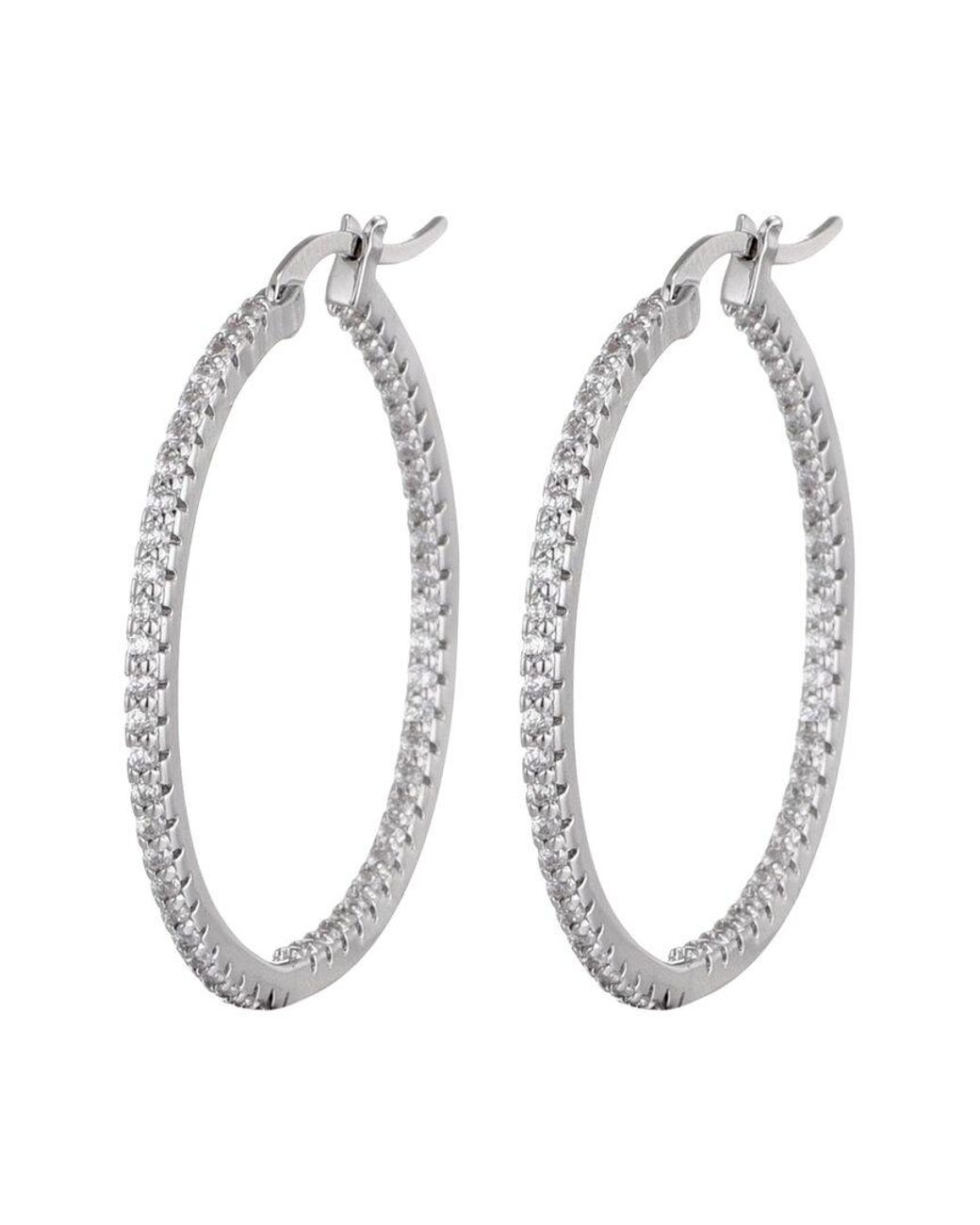 Adornia White Plated Cz Infinity Hoop Earrings