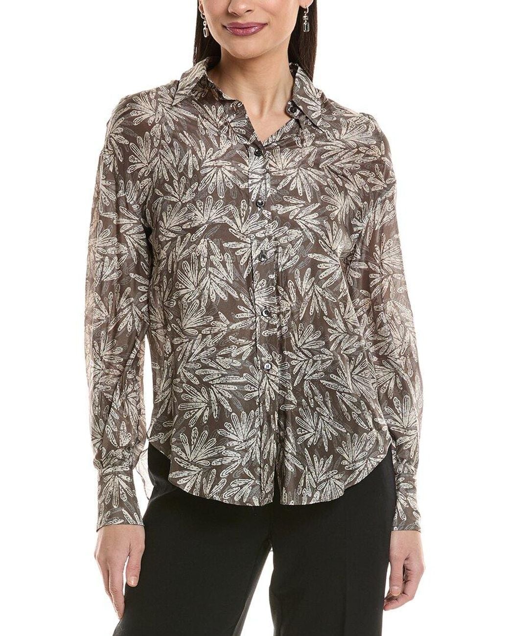 Brunello Cucinelli Gray Silk Blouse