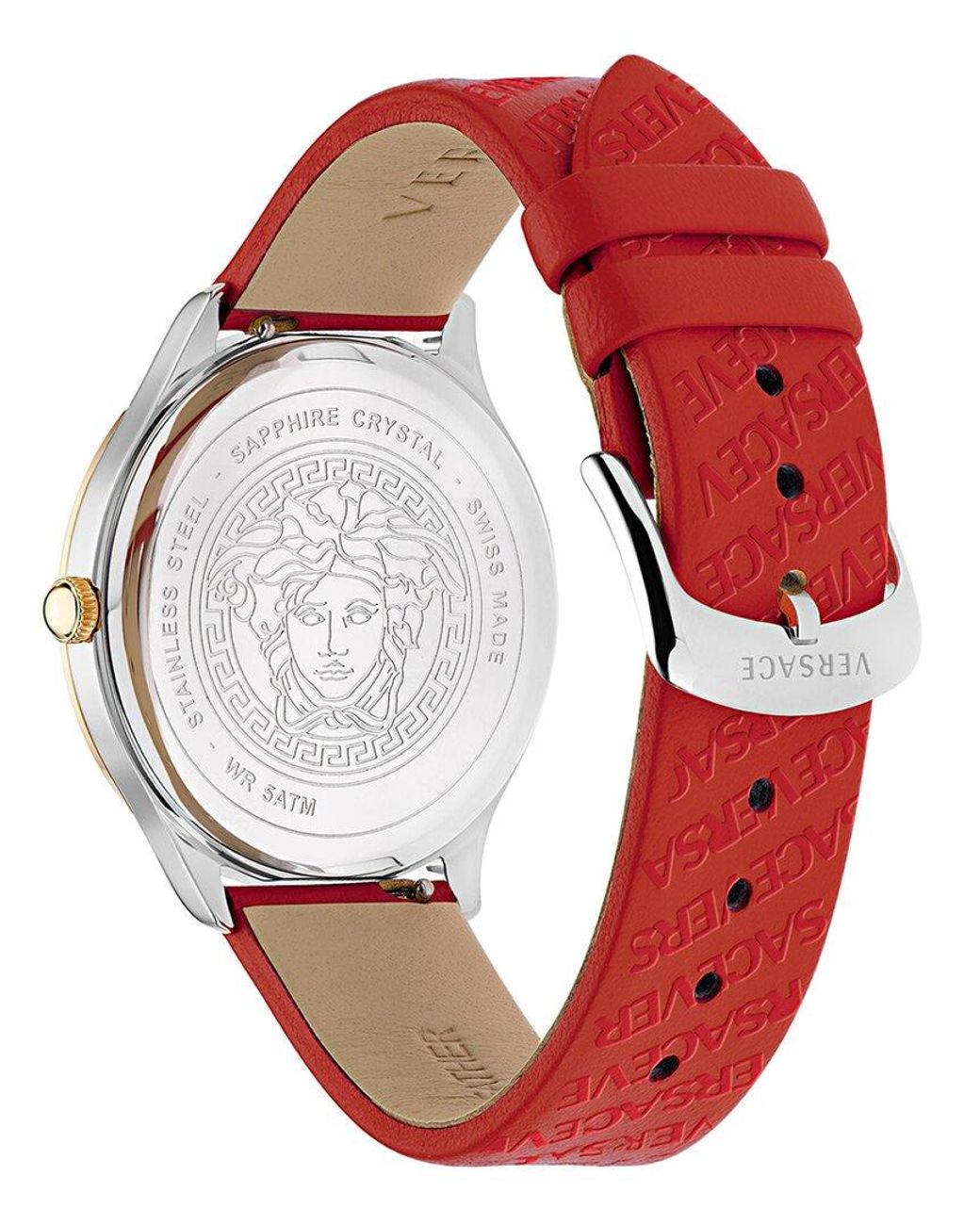 Versace Logo Halo Watch in Red | Lyst