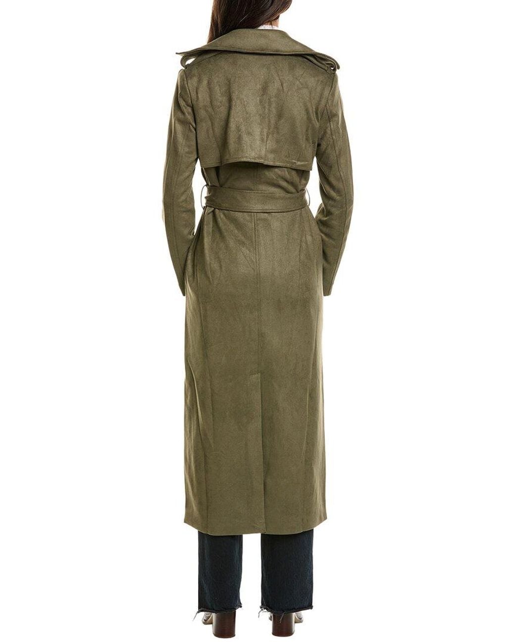 Bardot Green Kira Faux Suede Trench Coat