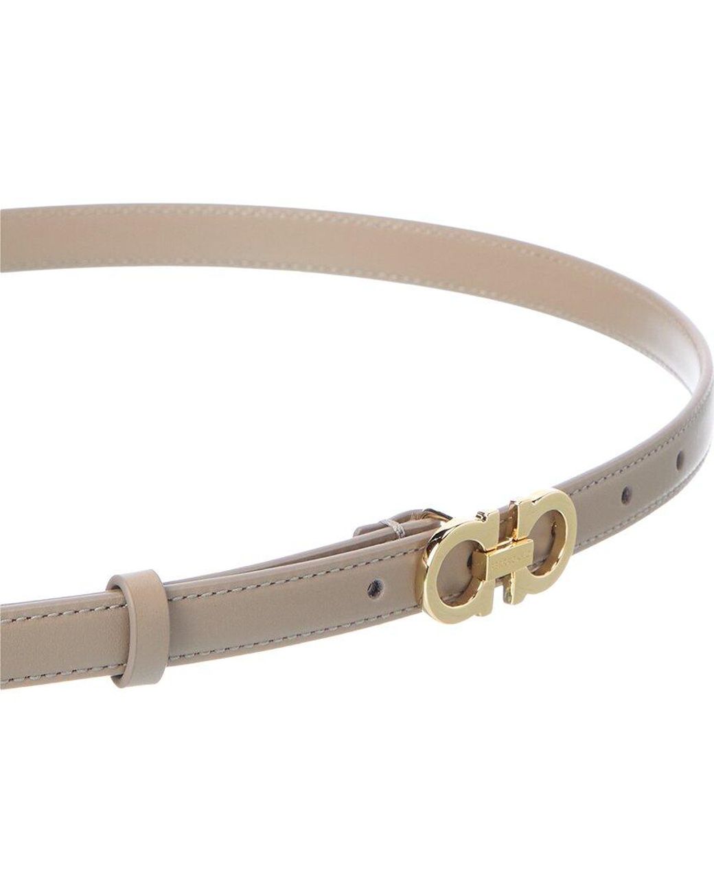 Ferragamo White Gancini Leather Belt