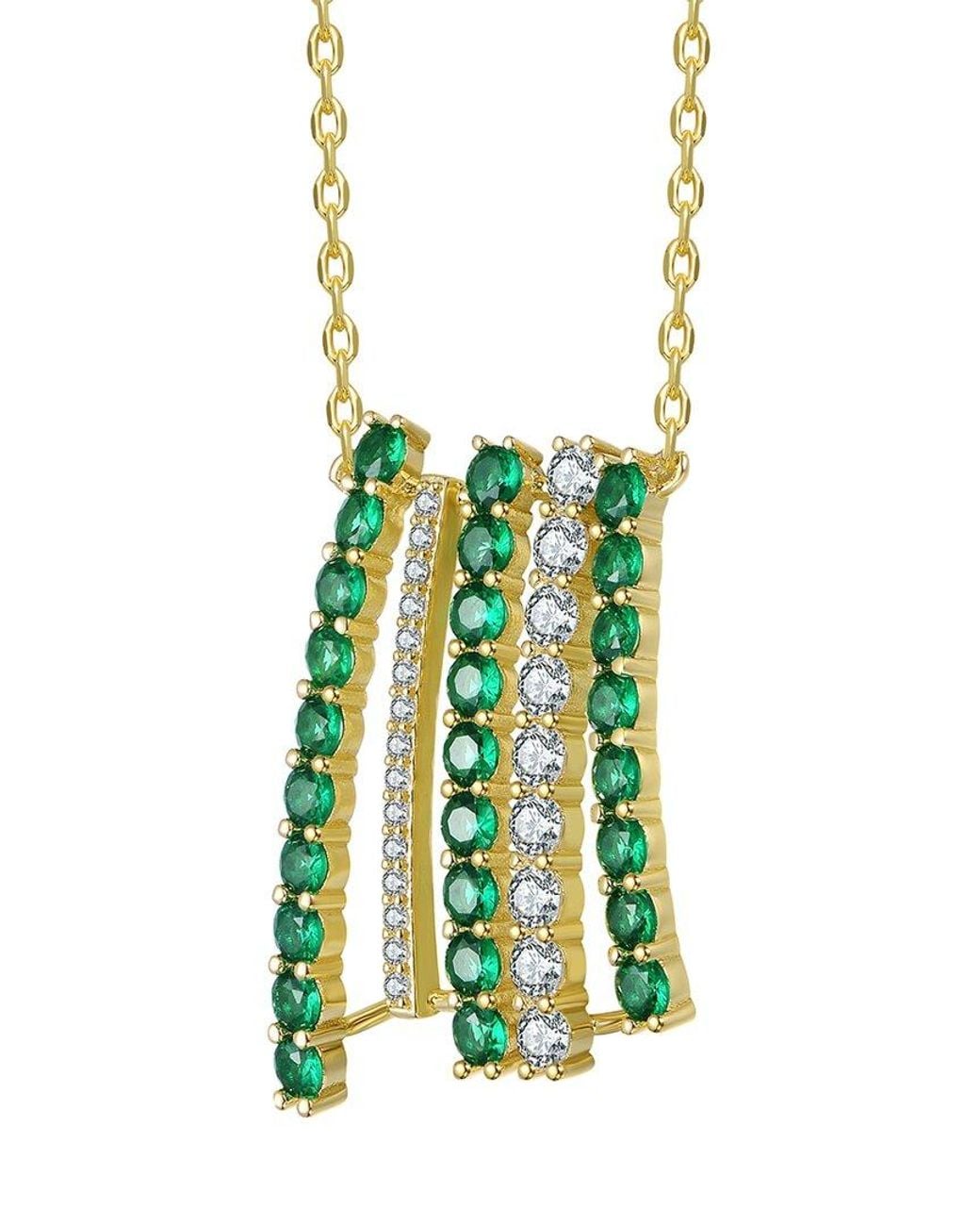 Rachel Glauber White 14K Plated Cz Bar Necklace