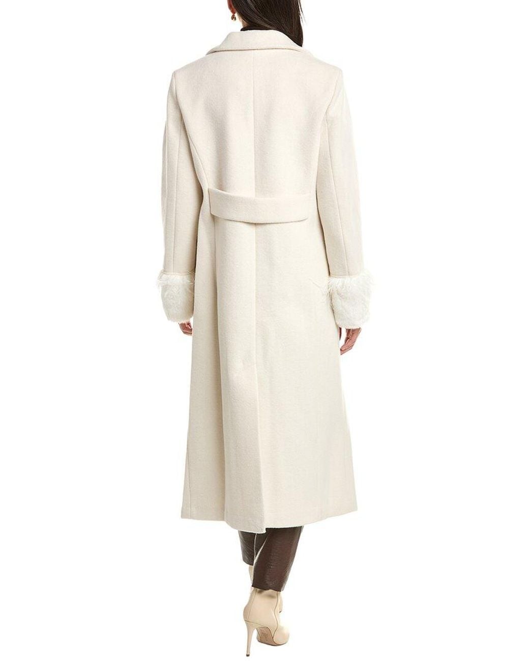 Cece Natural Feather Cuff Maxi Coat
