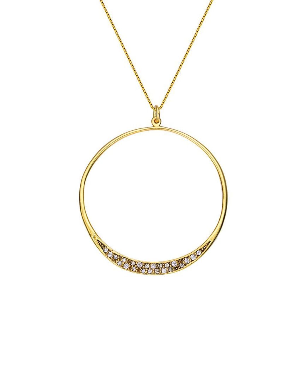 Genevive Jewelry Metallic 14k & Rhodium Over Silver Cz Pendant
