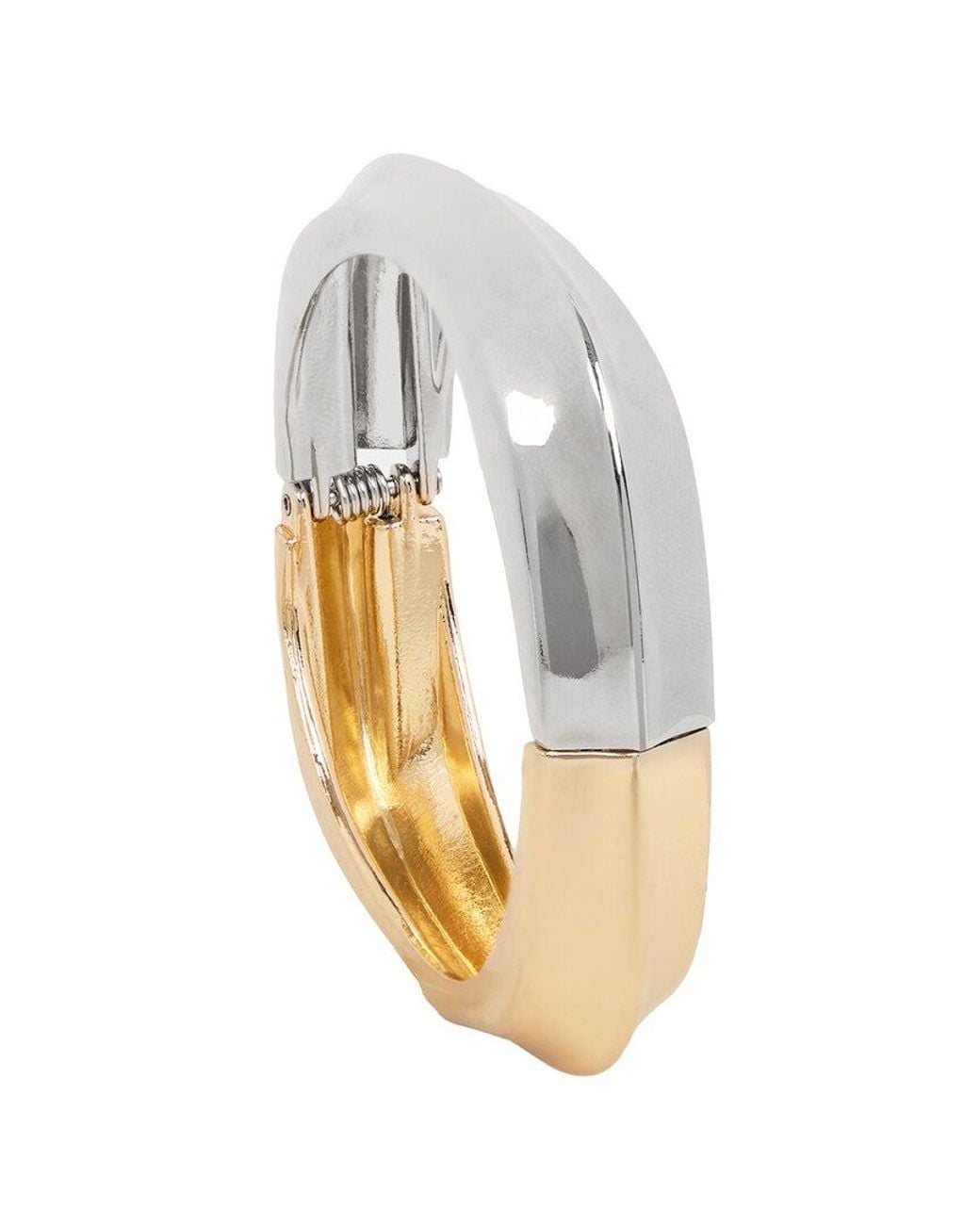 Saachi White Mixed Tone Sculptural Cuff Bracelet