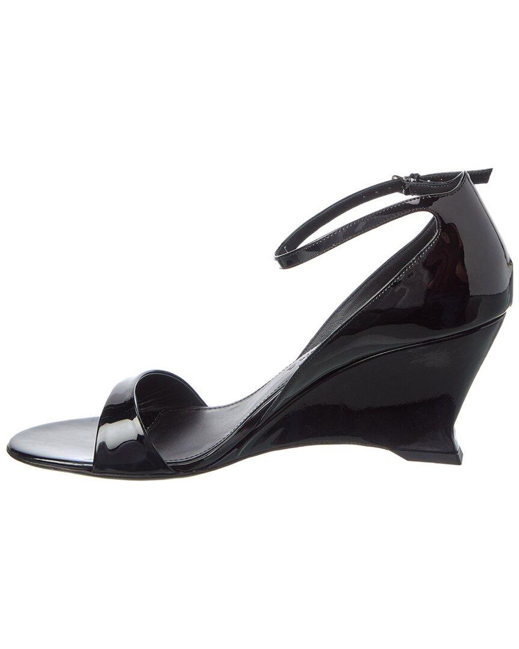 Ferragamo Black Vidette Patent Wedge Sandal