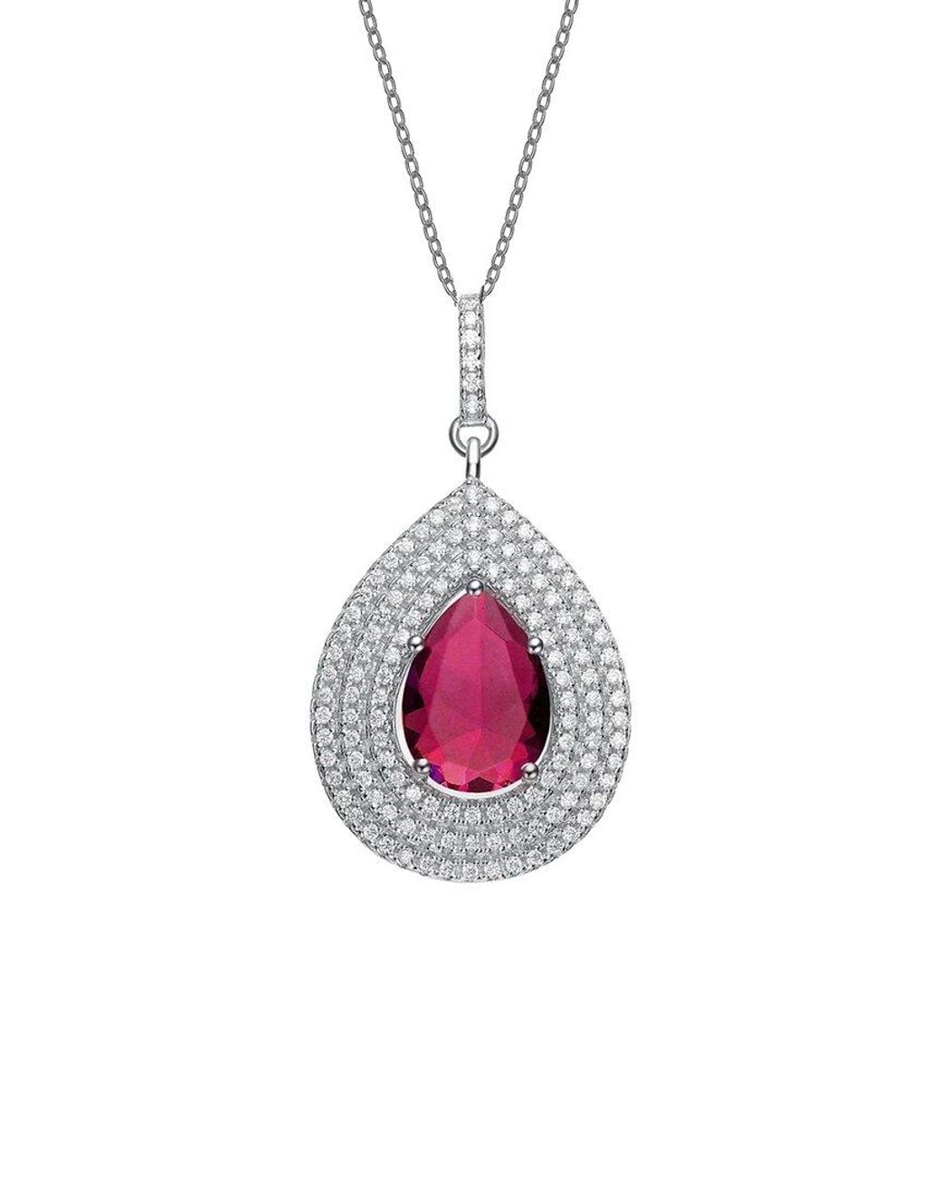 Genevive Jewelry Pink Silver Cz Pendant