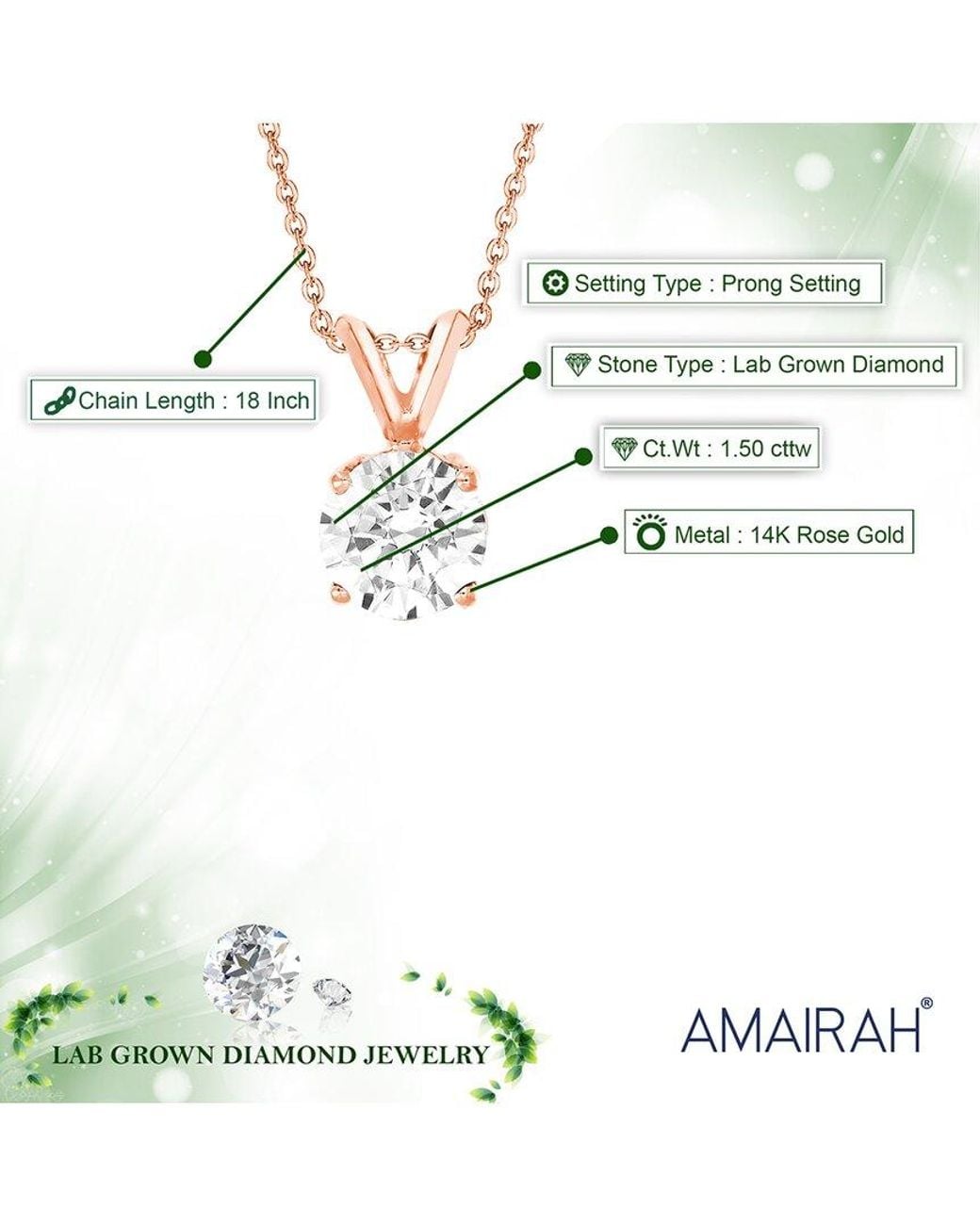 Amairah Metallic 14K 1.50 Ct. Tw. Lab-Grown Diamond Pendant Necklace