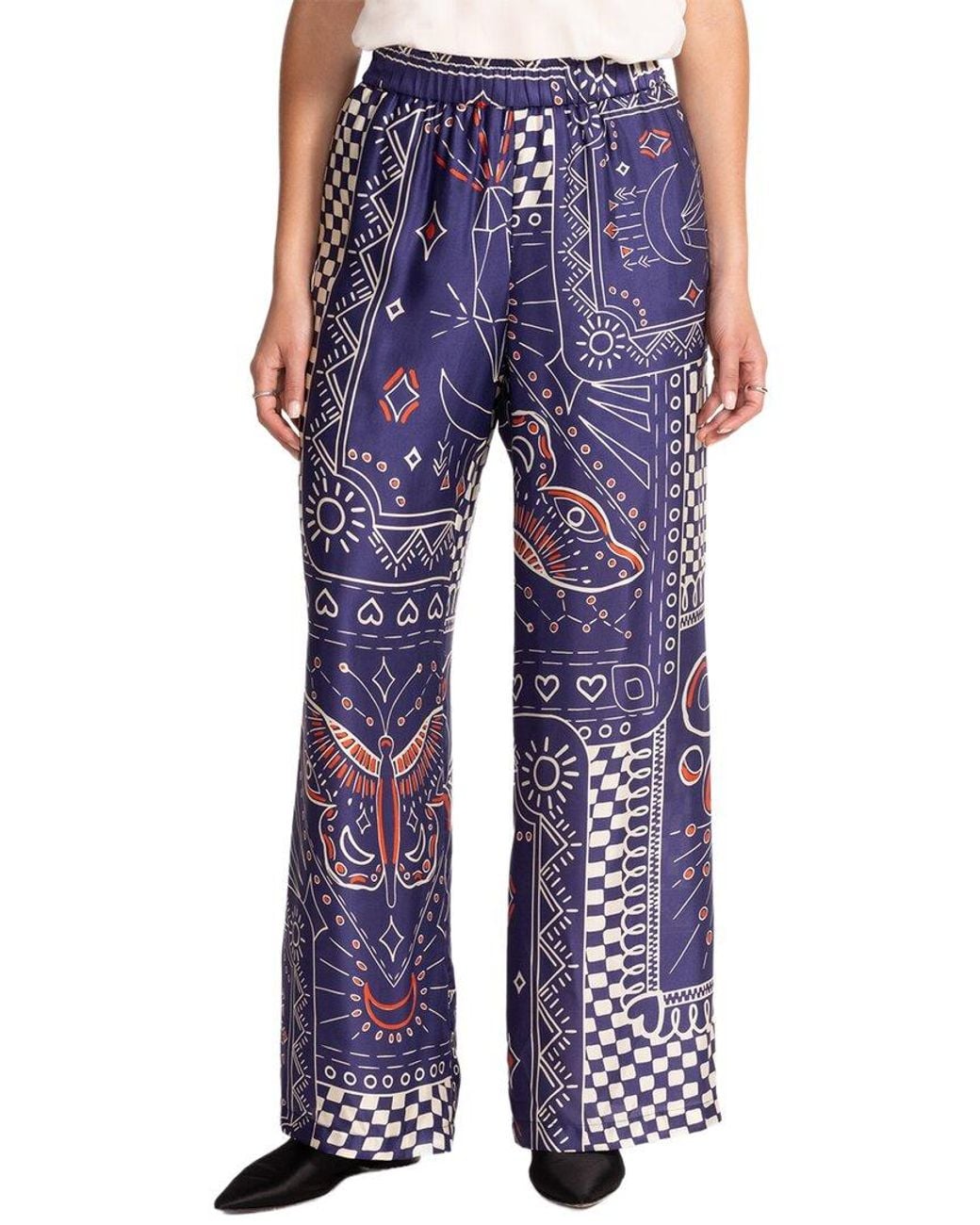 Johnny Was Blue Keoki Silk-Blend Pant