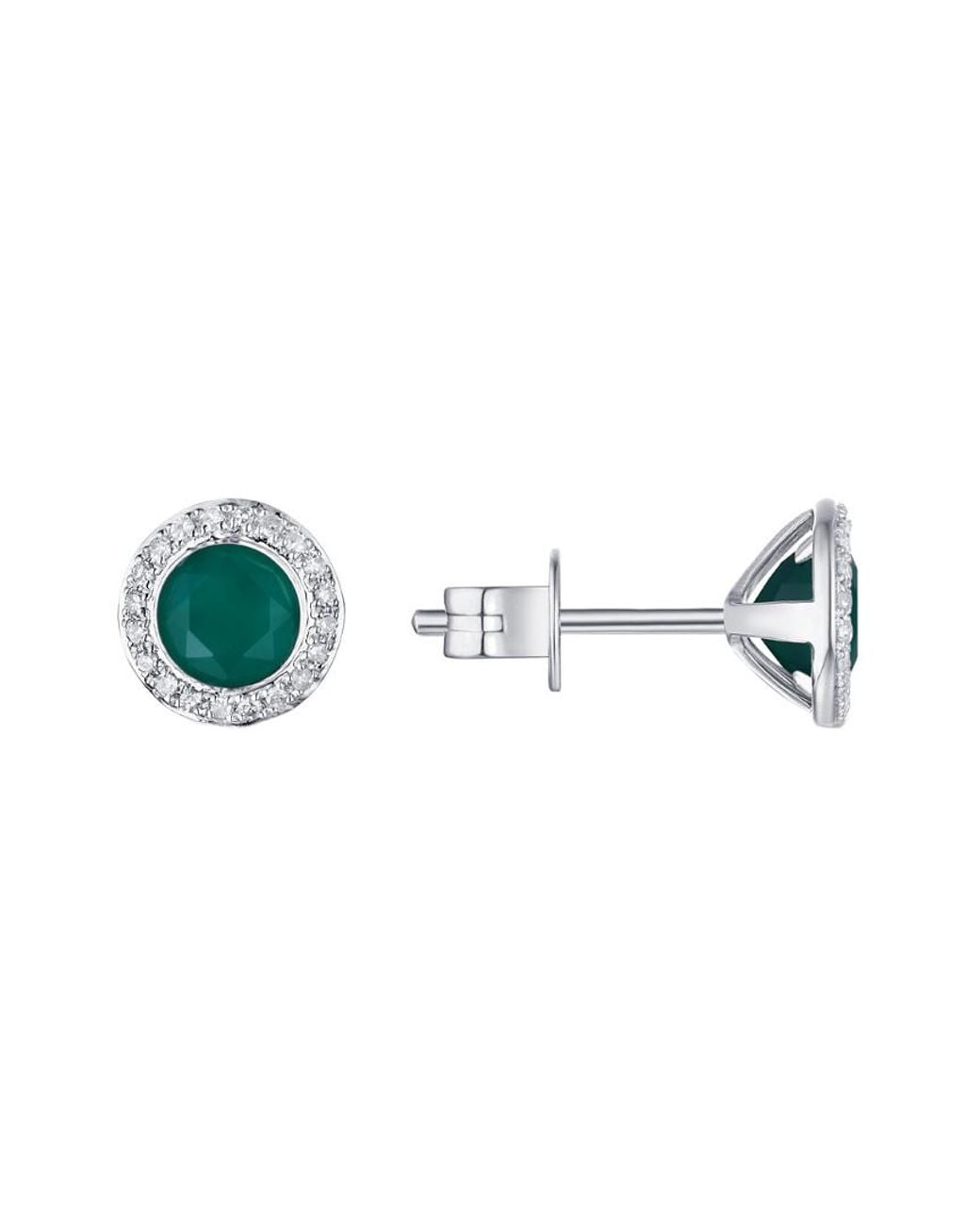 Diana M Blue Fine Jewelry 14k 1.29 Ct. Tw. Diamond & Agate Circular Studs