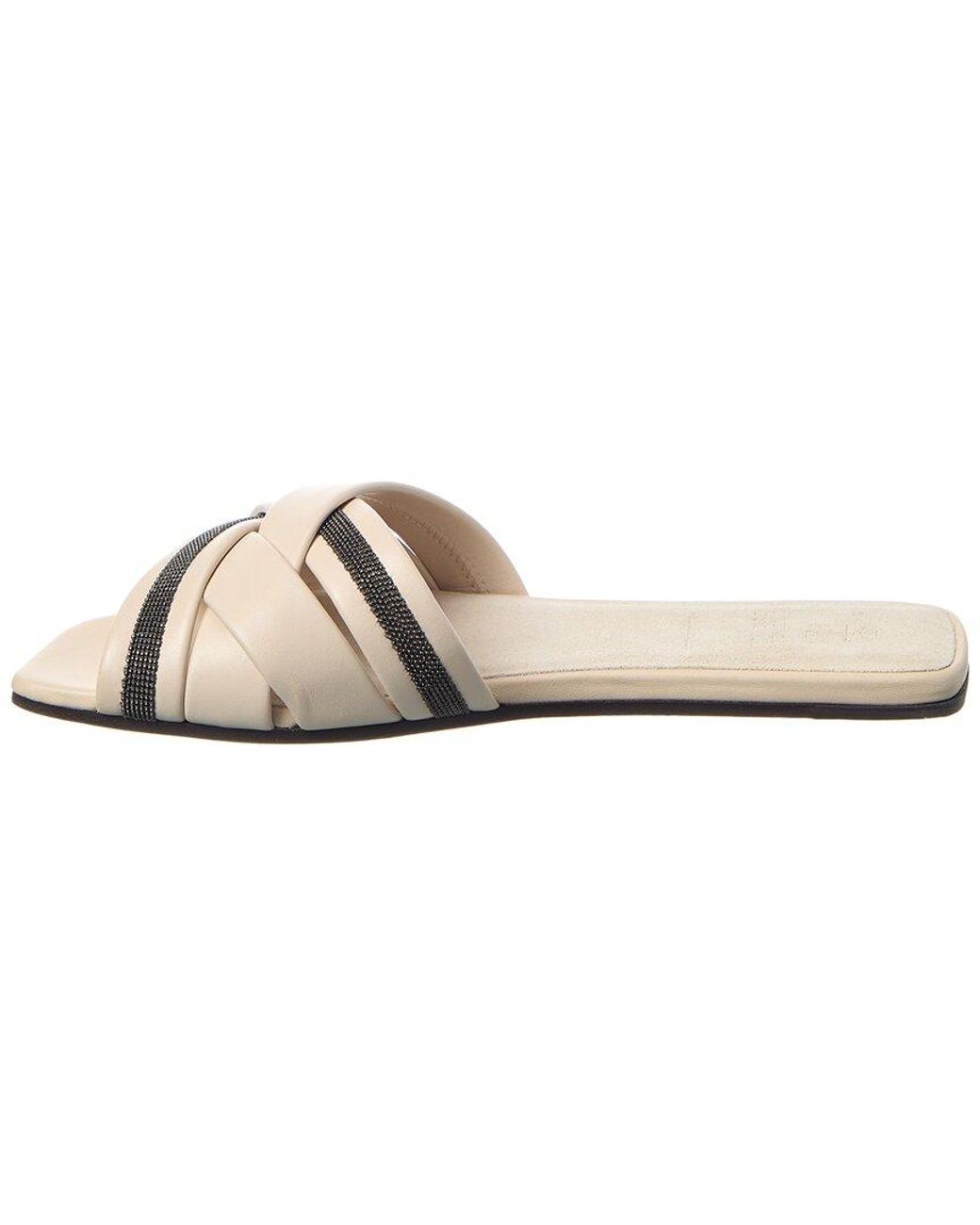 Brunello Cucinelli White Leather Sandal