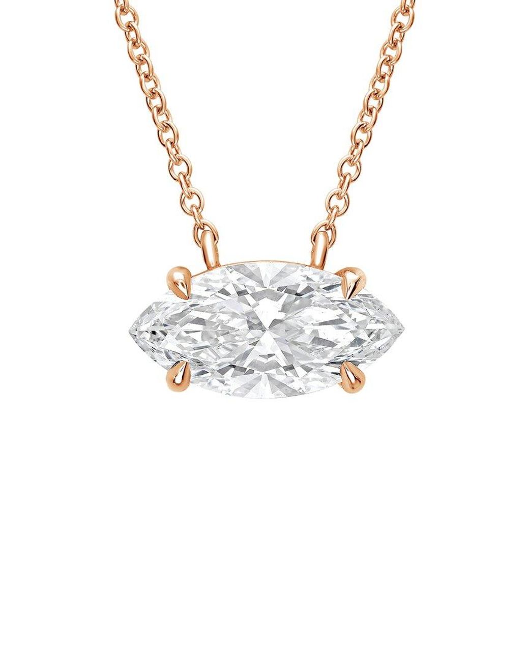 Diana M White Diana M. 14K Rose 1.00 Ct. Tw. Lab-Grown Diamond Solitaire Pendant