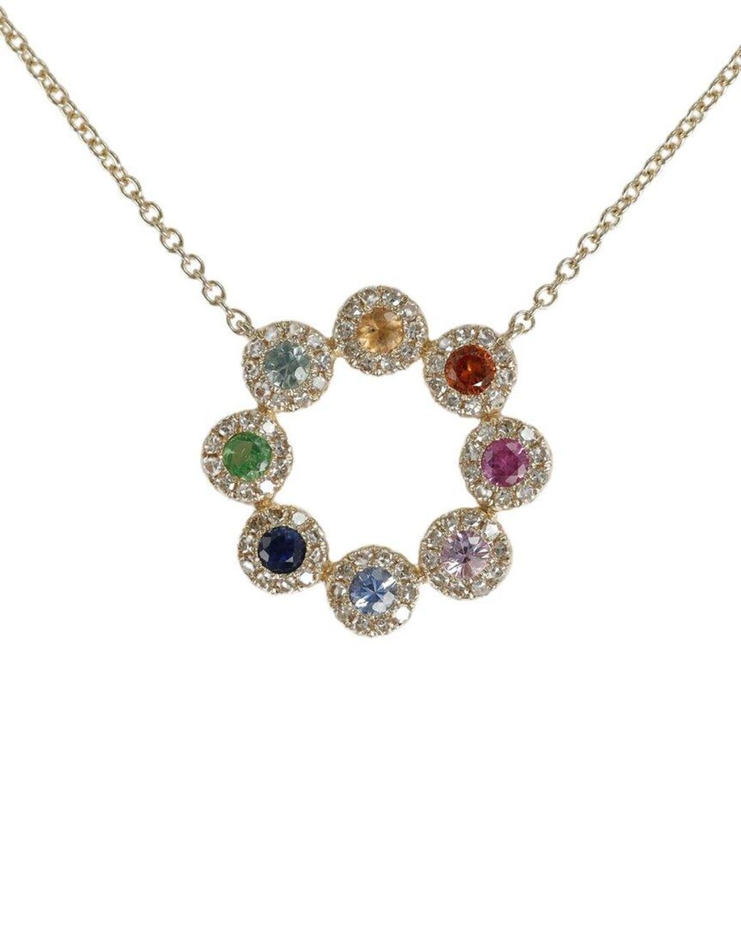 Diana M Metallic Fine Jewelry 14k 0.81 Ct. Tw. Diamond & Sapphire Necklace