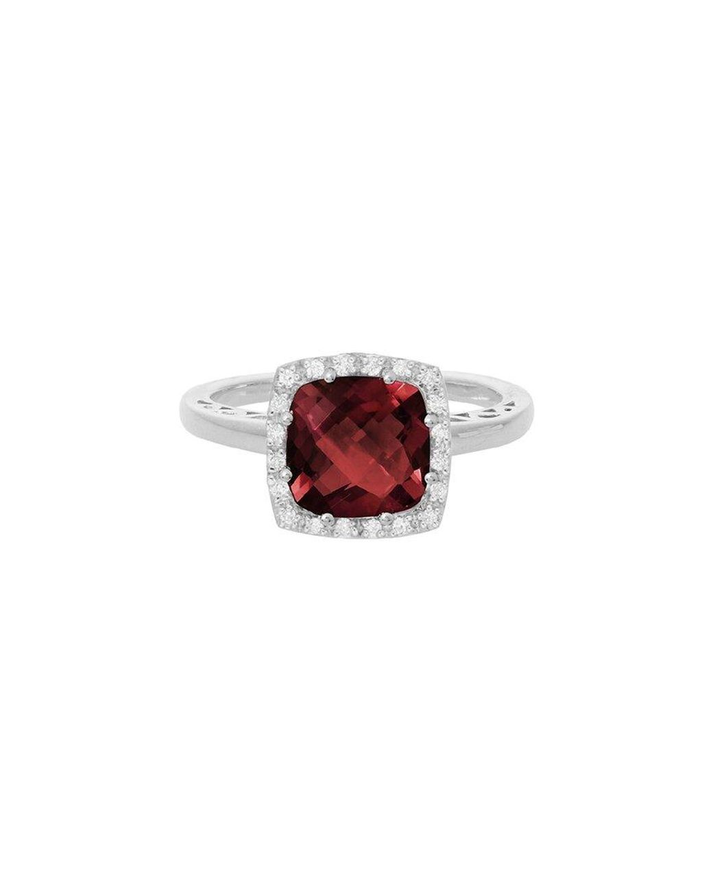 Diamond Select Cuts Red 14K Diamond .10 Ct. & 2.76 Ct. Garnet Ring