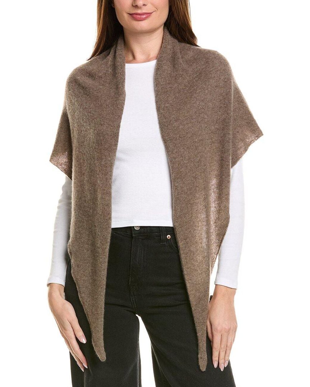 Amicale Cashmere Brown Lightweight Cashmere Jersey Triangle Wrap