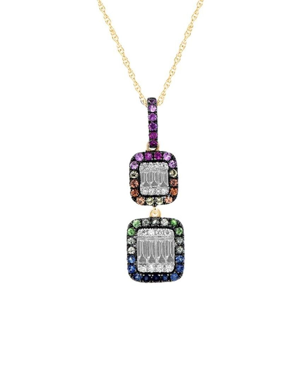 Diana M White Fine Jewelry 14k 0.71 Ct. Tw. Diamond & Sapphire Necklace