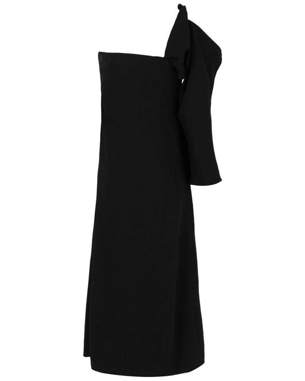 Ferragamo Black One-Shoulder Midi Dress