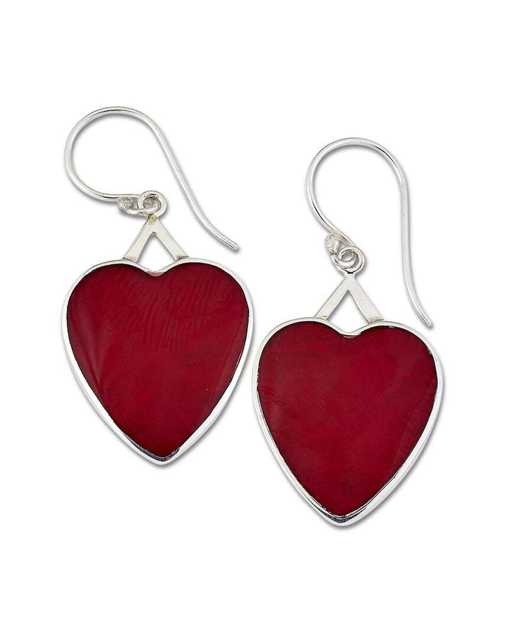 Samuel B. Red Coral Heart Charm Earrings