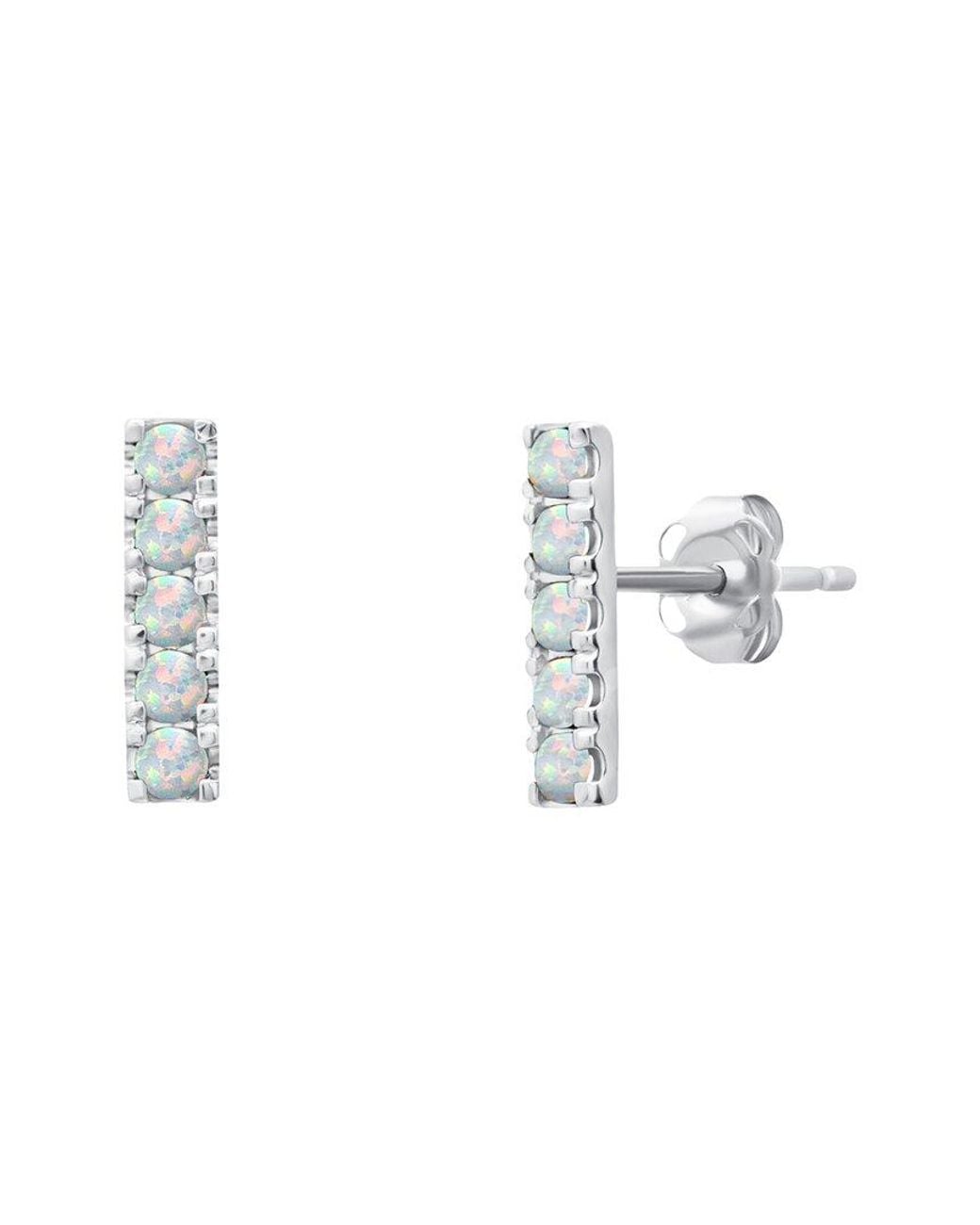 MaxColor White 14K 0.10 Ct. Tw. Lab-Grown Created Opal Stud Earrings