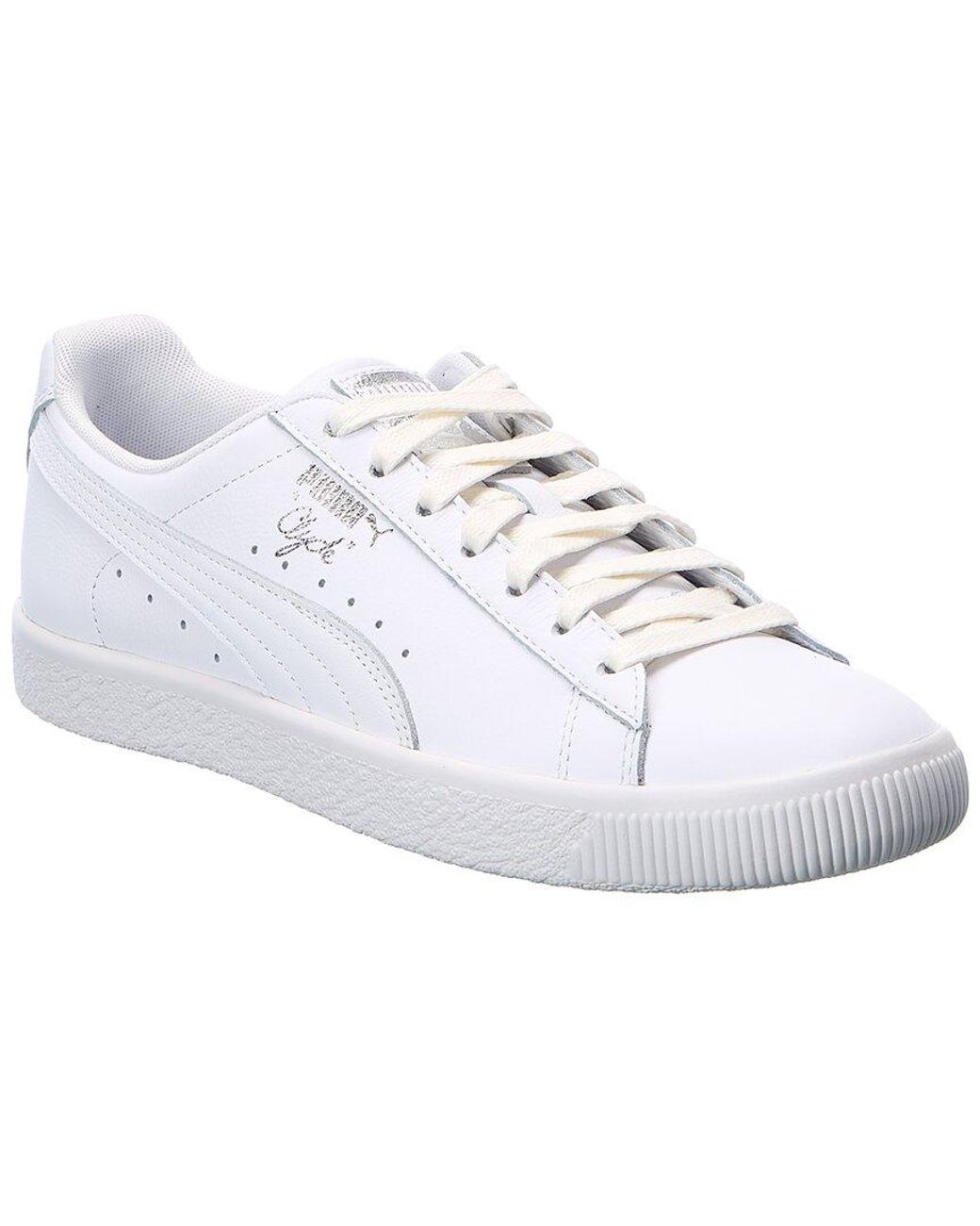 PUMA Clyde Core Foil Leather Sneaker in White for Men | Lyst