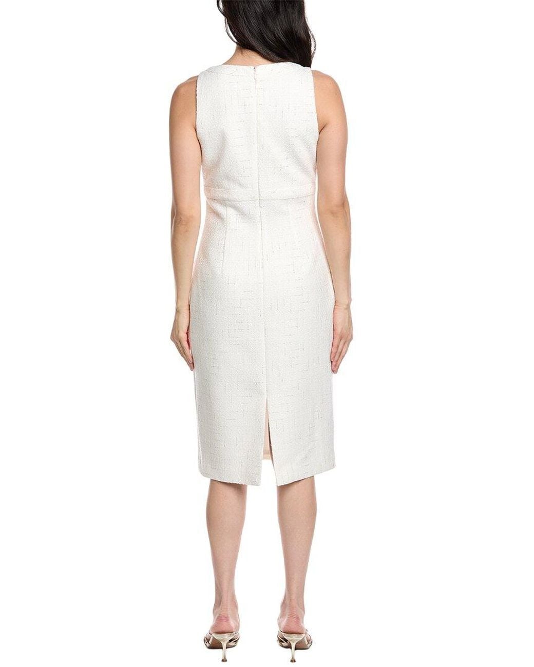 St. John White Contrast Framed Sheath Dress