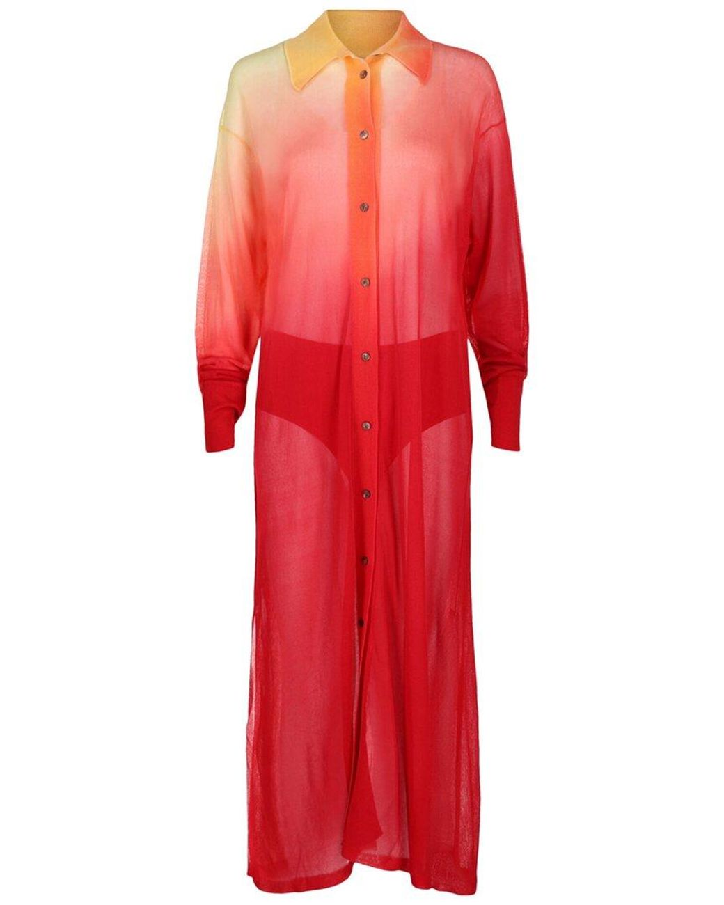 Ferragamo Red Degrade Silk-Blend Midi Shirt