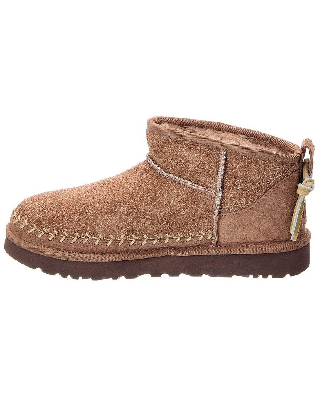 Ugg Brown W Classic Ultra Mini Biarritz Suede Bootie