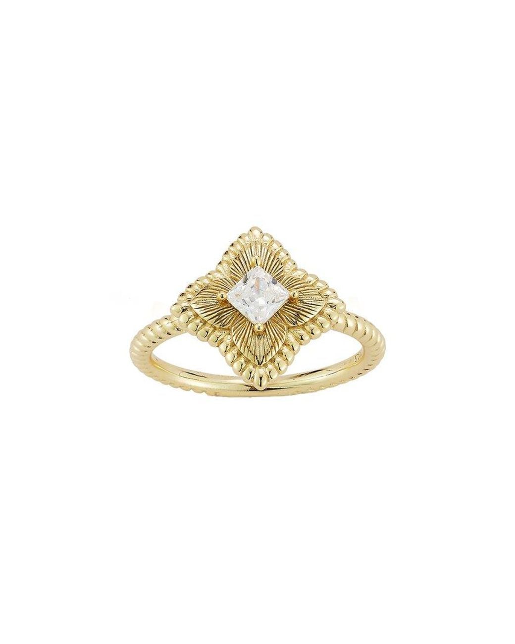 Glaze Jewelry Metallic 14K Over Cz Clover Ring