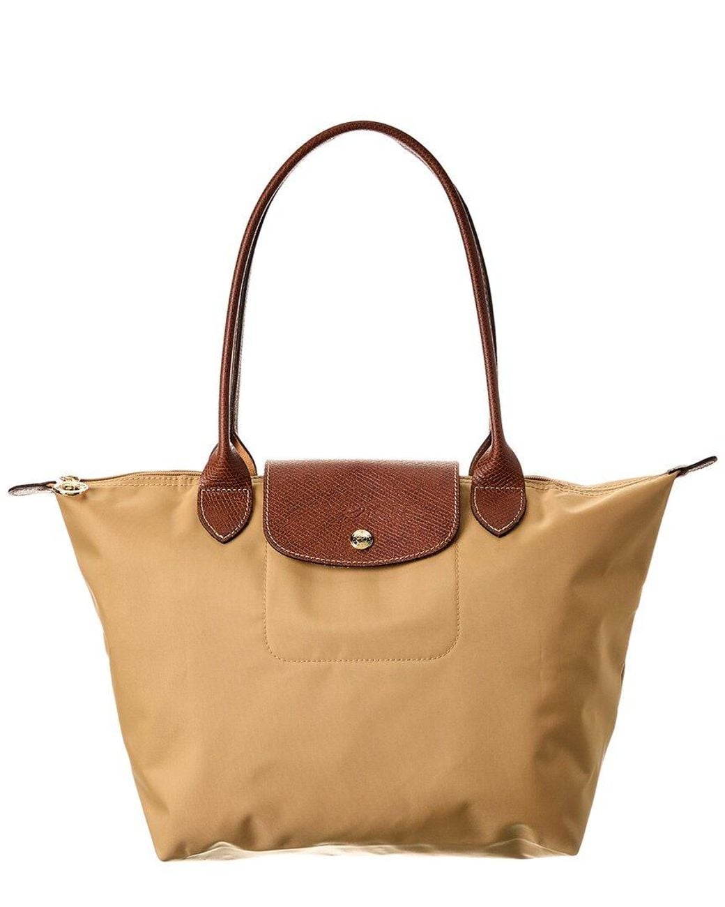 Longchamp Brown Le Pliage Original Medium Canvas Long Handle Tote