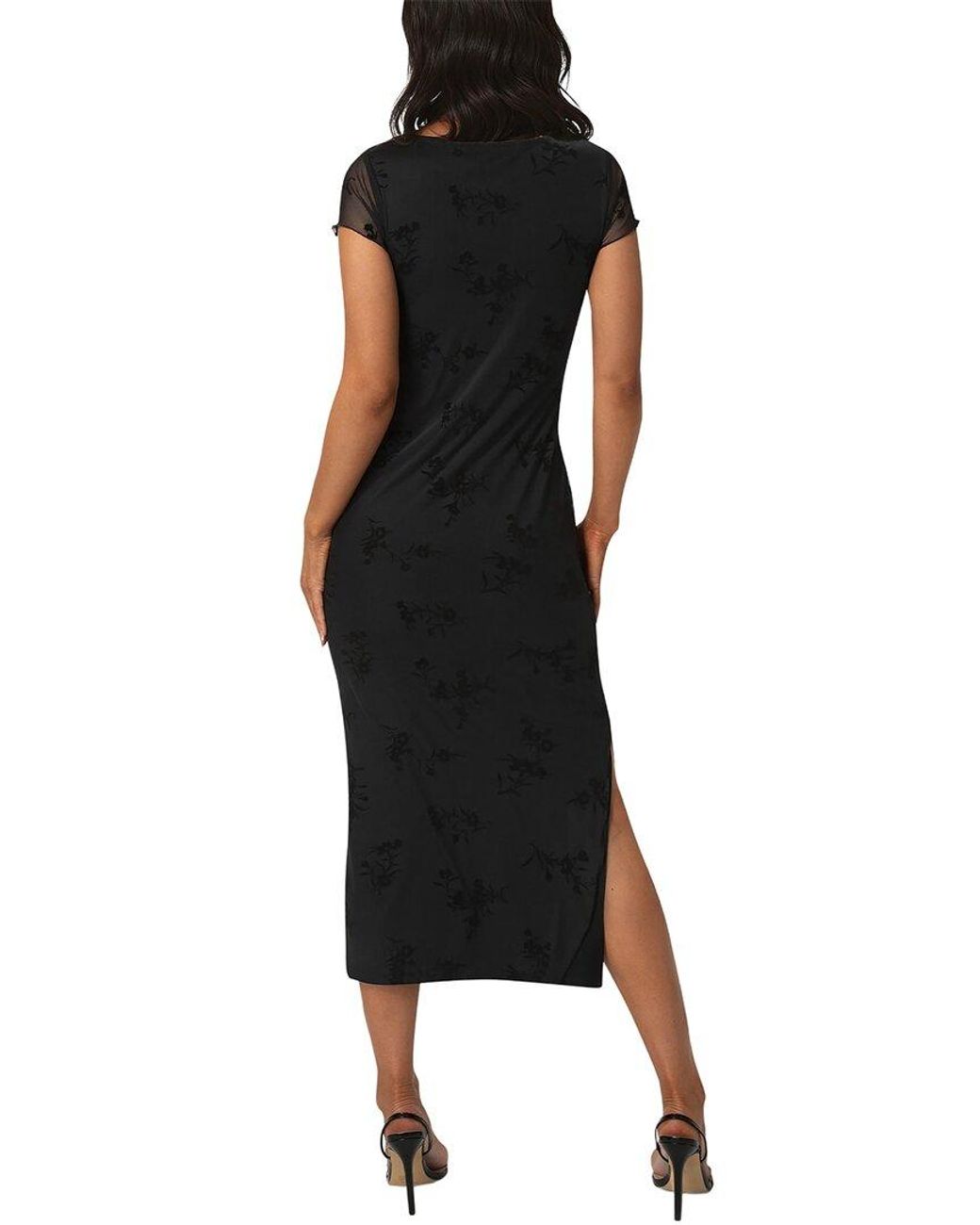 Bebe Black Flocking Mesh T-Shirt Maxi Dress