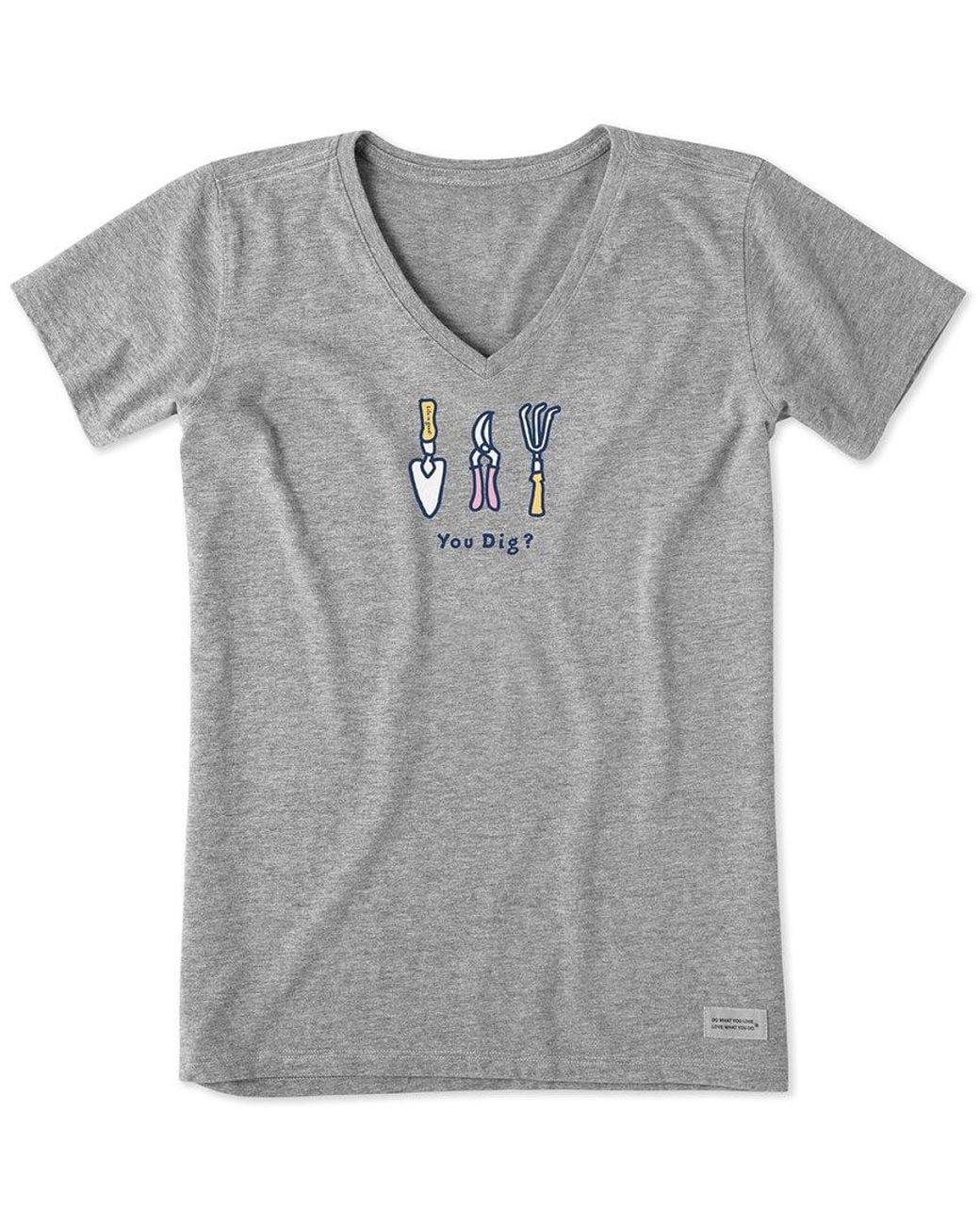 Life Is Good. Gray Crusher V-Neck T-Shirt