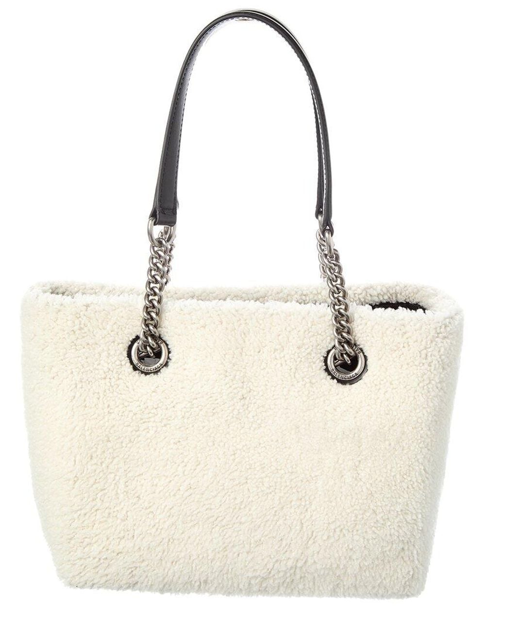 Balenciaga Natural Duty Free Small Shearling & Leather Tote