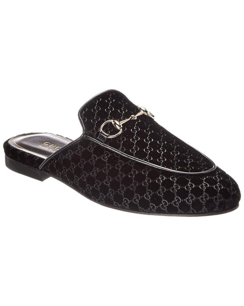 Gucci Black Princetown Gg Velvet Mule