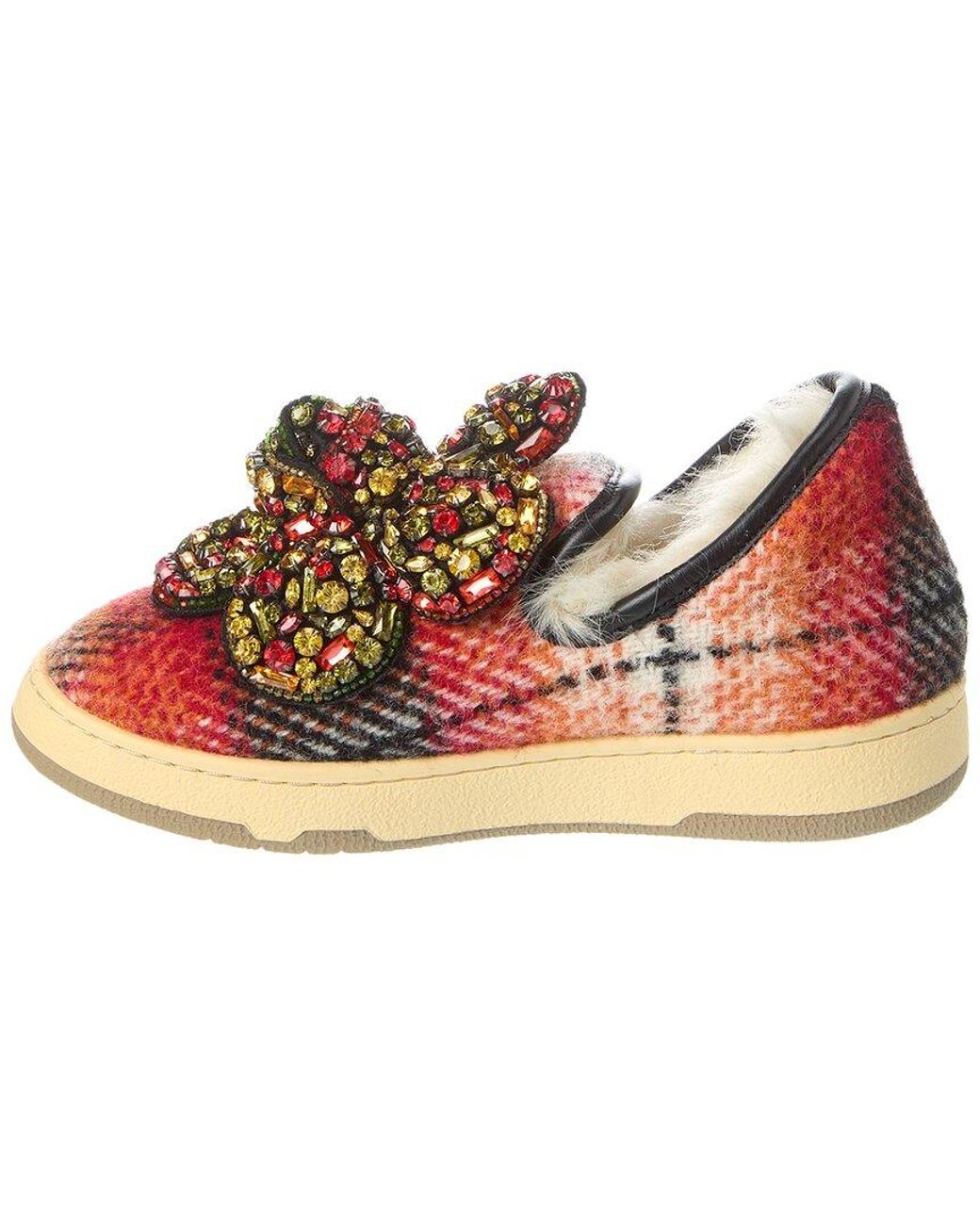 Lanvin Red Cosy Wool Slipper