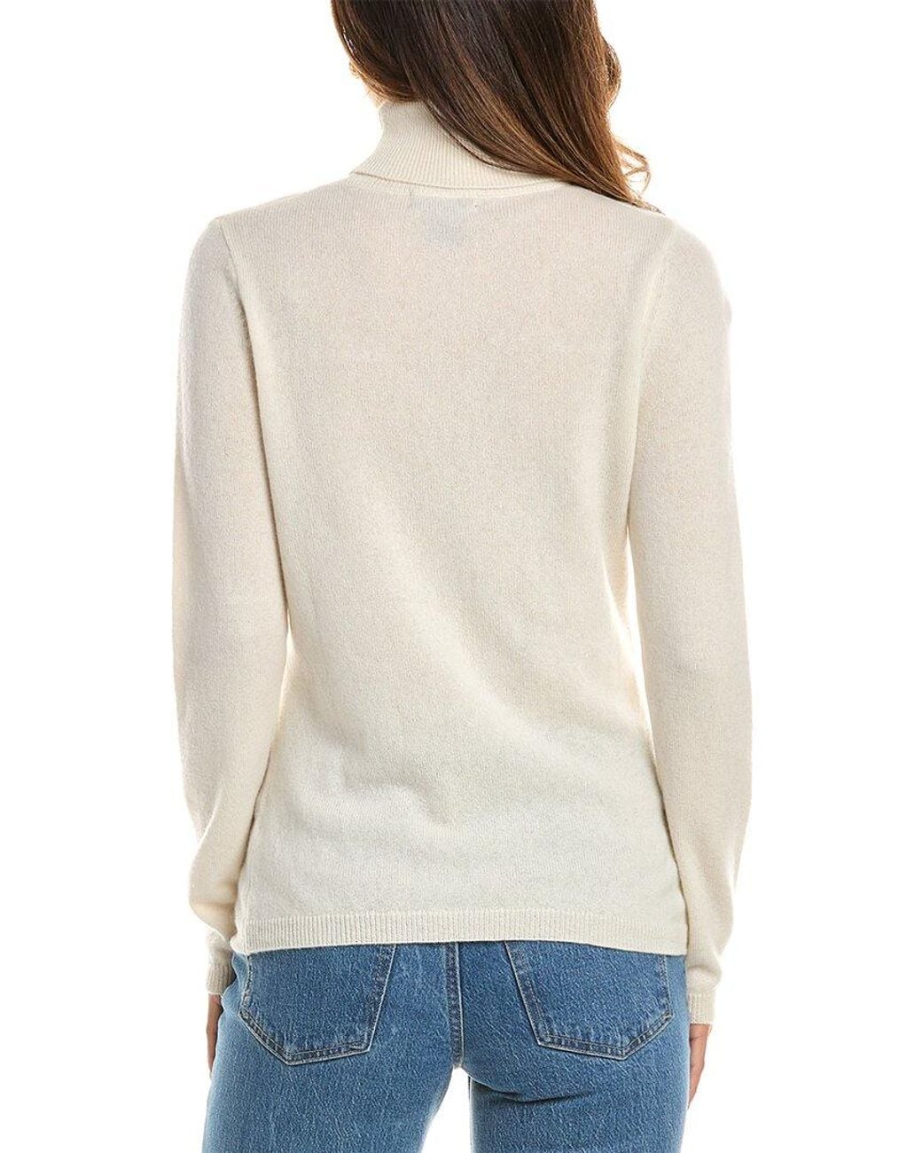 Forte White Basic Turtleneck 100% Cashmere Pullover
