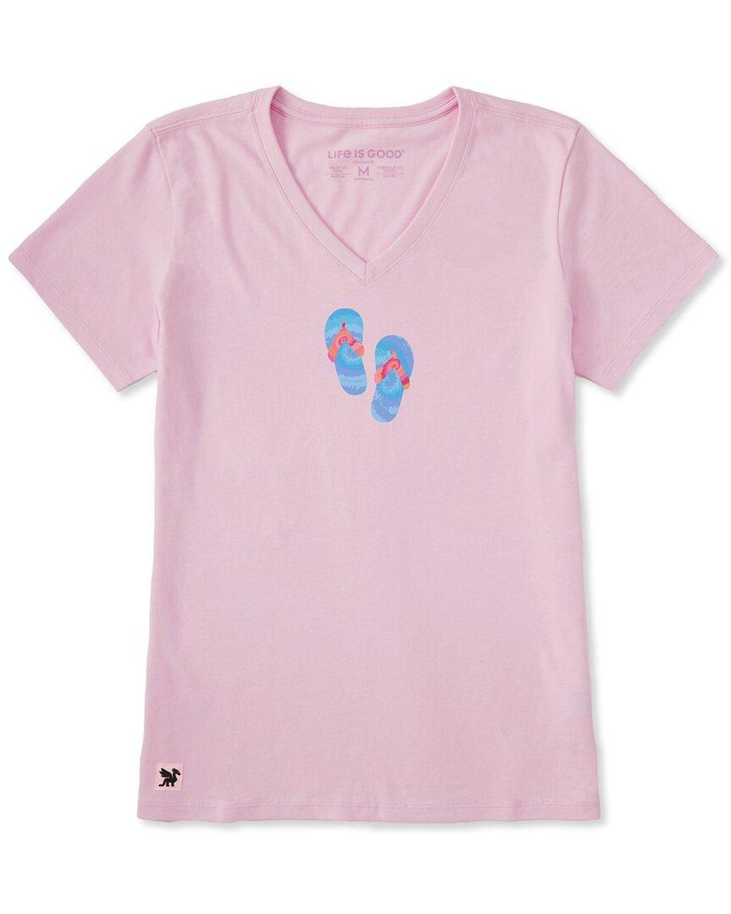 Life Is Good. Pink Crusher V-Neck T-Shirt