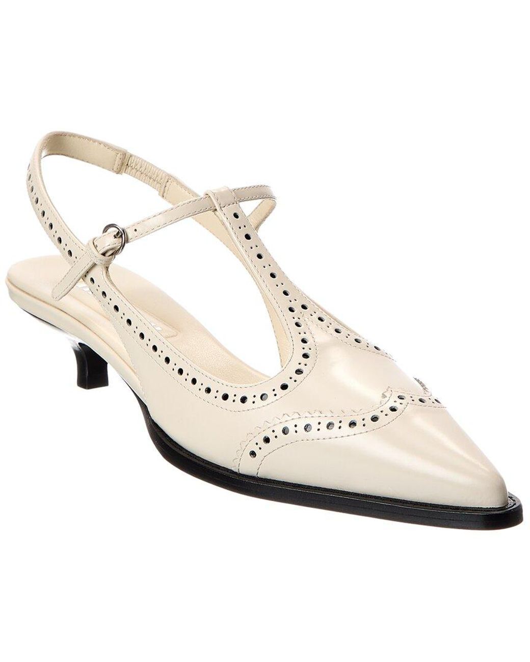 Miu Miu White Leather Slingback Pump