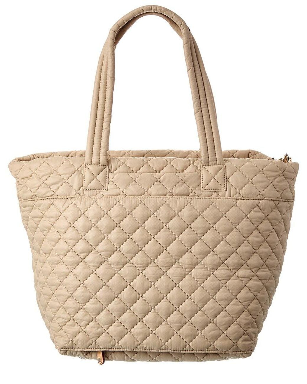 MZ Wallace Natural Medium Metro Nylon & Leather Tote Deluxe