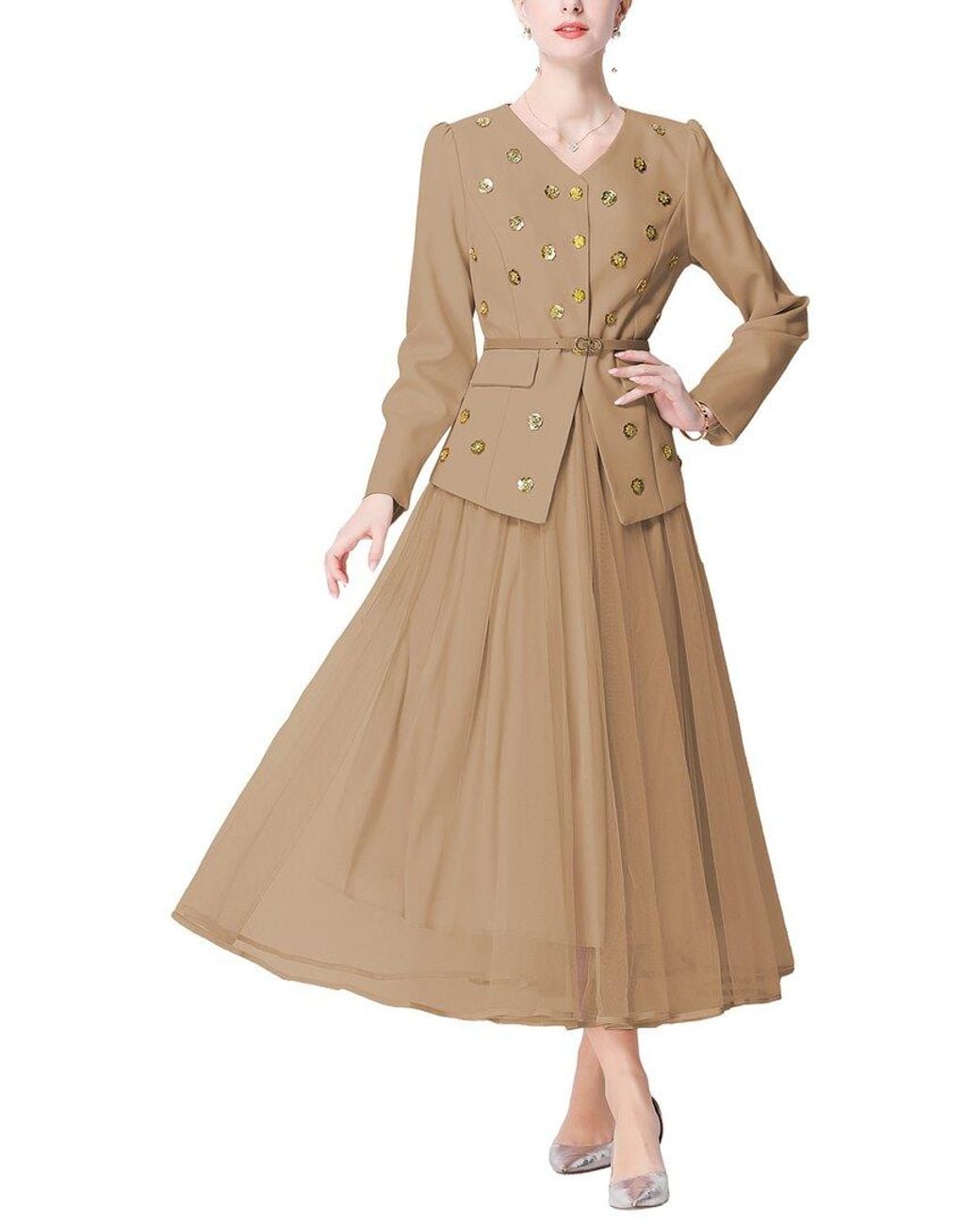 Kaimilan Natural 2Pc Blazer & Skirt Set
