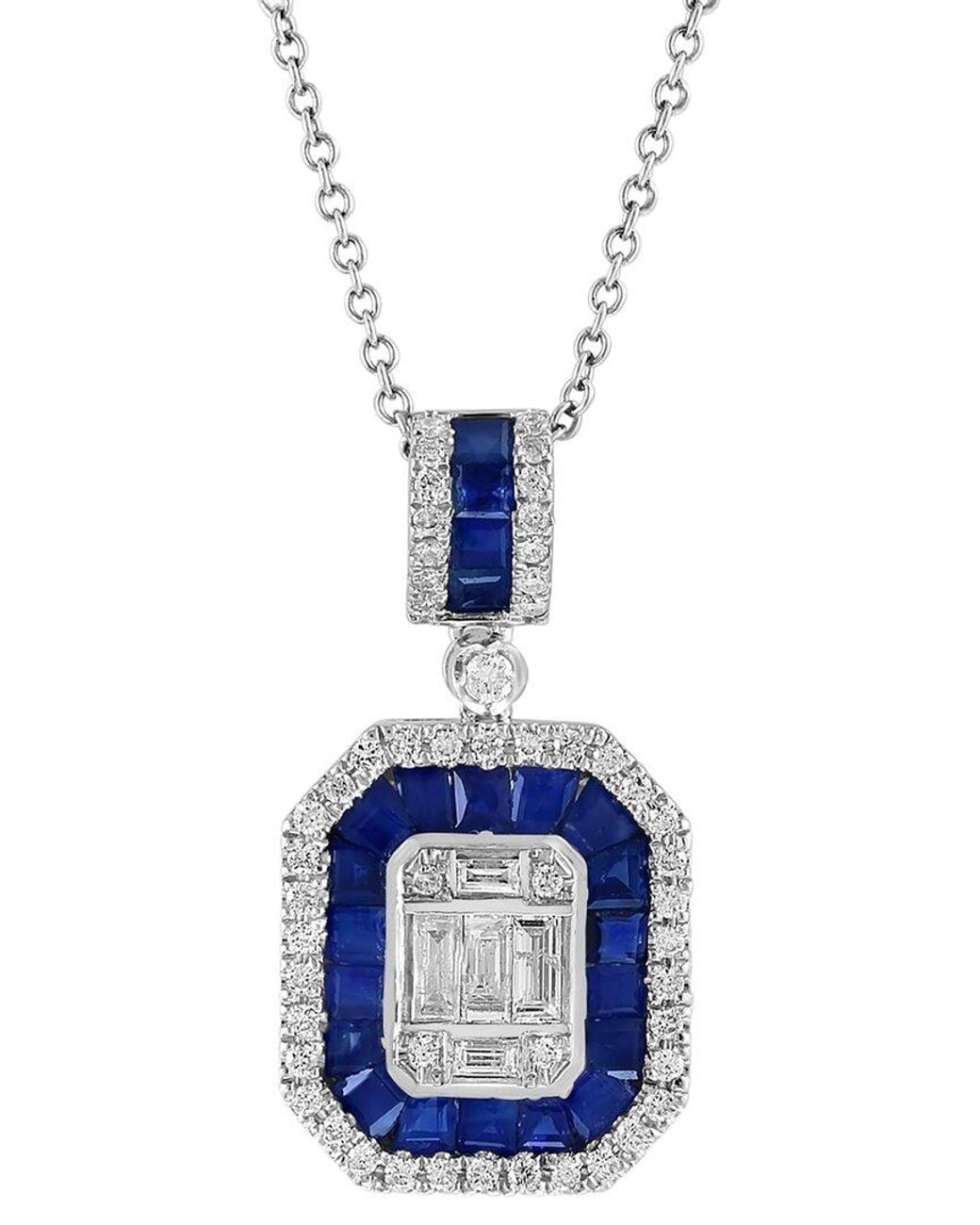 Effy Fine Jewelry Blue 14K 1.44 Ct. Tw. Diamond & Sapphire Necklace