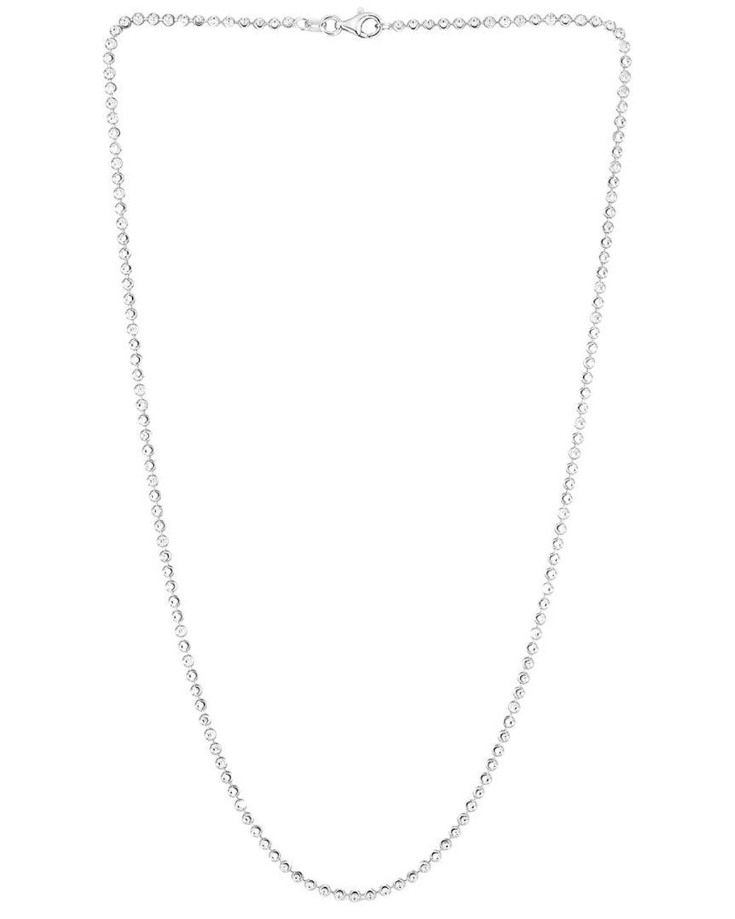 Italian Silver White Moon-Cut Bead Chain Necklace